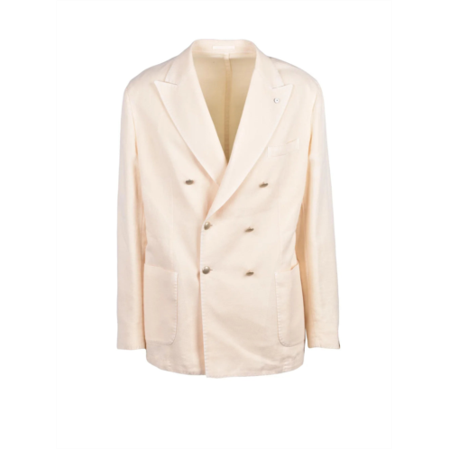 L.B.M. 1911 cream cotton ramie double-breasted jacket