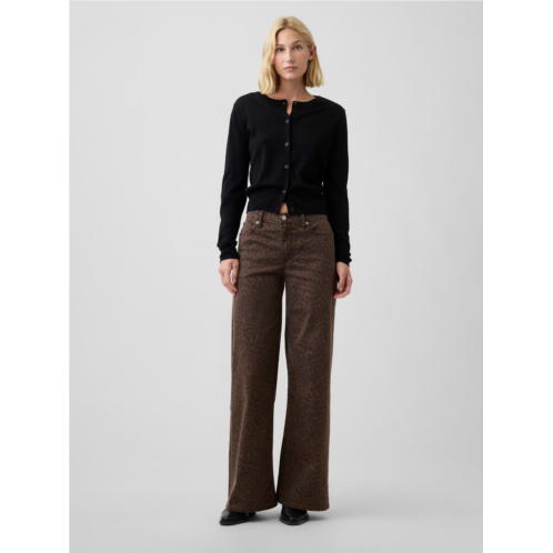 Gap Mid Rise Print Wide-Leg Jeans