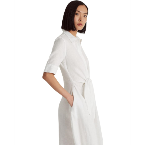 POLO Ralph Lauren Womens Lauren Ralph Lauren Petite Linen Shirtdress