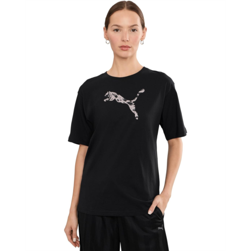 Womens PUMA Essentials Graphics Animal Print Relaxed Tee