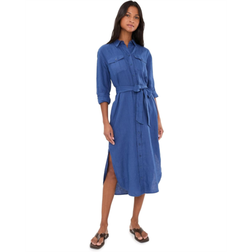 POLO Ralph Lauren Womens Lauren Ralph Lauren Belted Linen Midi Shirtdress