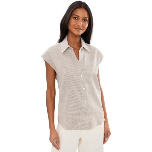 Womens Vince Ticking Stripe Cap Sleeve Blouse
