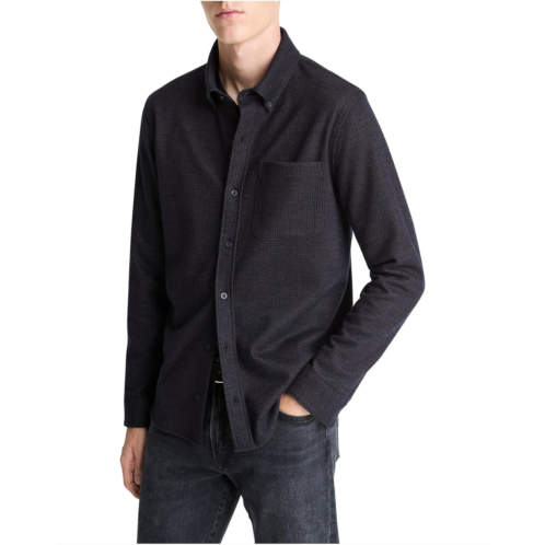 Mens Vince Wool Plaid Long Sleeve Shirt