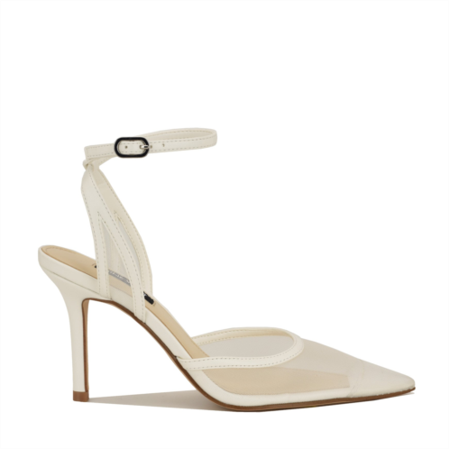 NINEWEST Womens Gullia Mesh Ankle Strap Pumps - White Mesh