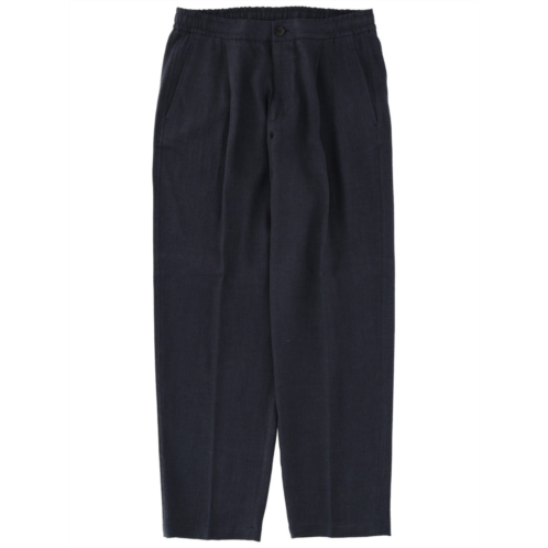 HERNO black tapered front pleats linen-blend formal pants