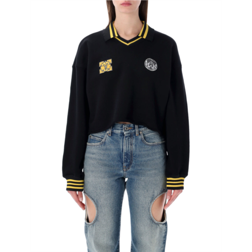 OFF-WHITE cropped polo fleece logo top