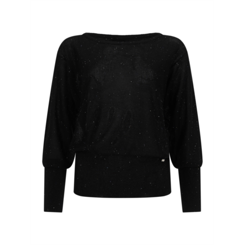 HERNO black sequin metallic ribbed cuffs shirt
