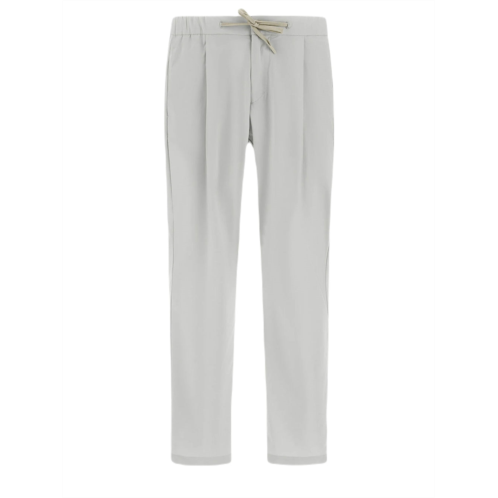HERNO classic cut grey stretch nylon trousers with elastic waistband