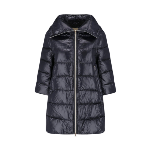 HERNO black cleofe zip-up fabric puffer jacket