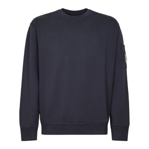 C.P. COMPANY minimalist black diagonal fleece crewneck sweatshirt