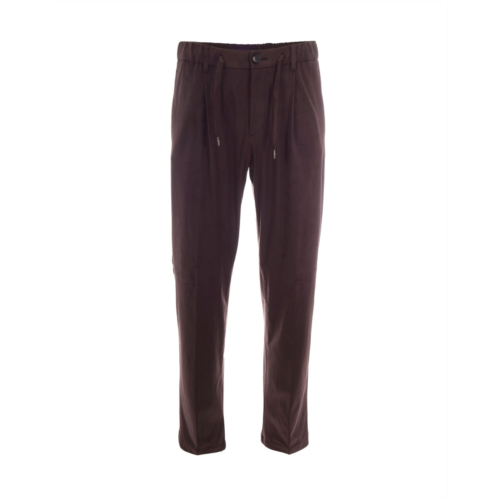 HERNO dark brown pinces drawstring formal pants
