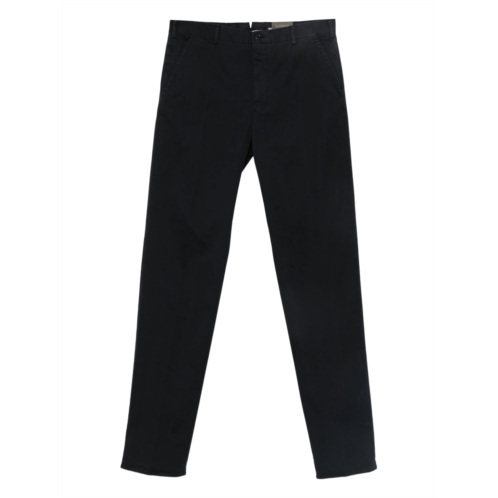 INCOTEX black straight-leg minimalist cotton trousers