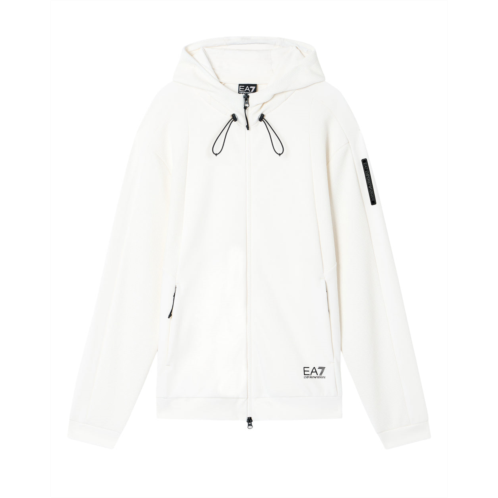 EA7 EMPORIO ARMANI zip-up hoodie with mesh inserts and logo detail