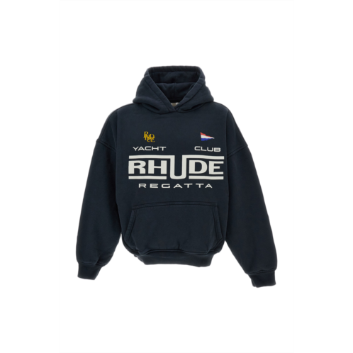 RHUDE dark blue cotton loose fit hoodie