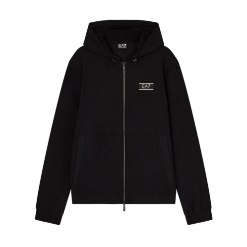 EA7 EMPORIO ARMANI textured technical fabric zip-up hoodie