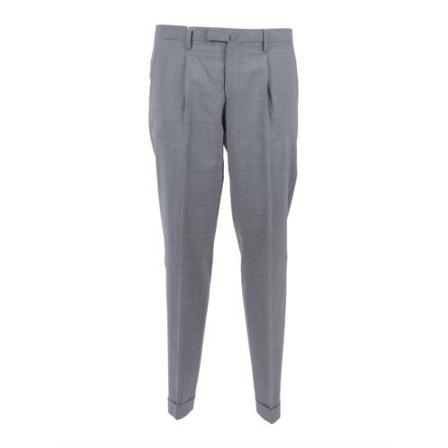 BRIGLIA grey tailored flap straight-leg pants