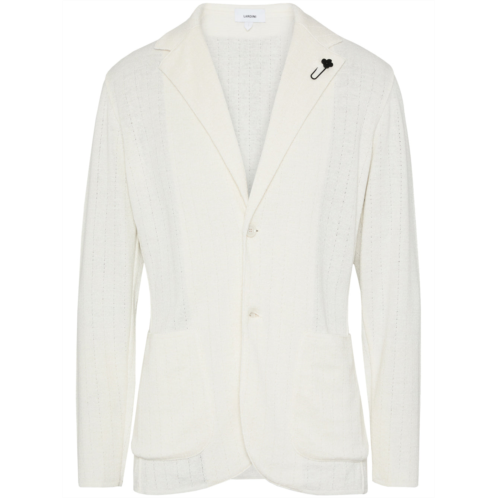 LARDINI blue knitted lightweight linen jacket