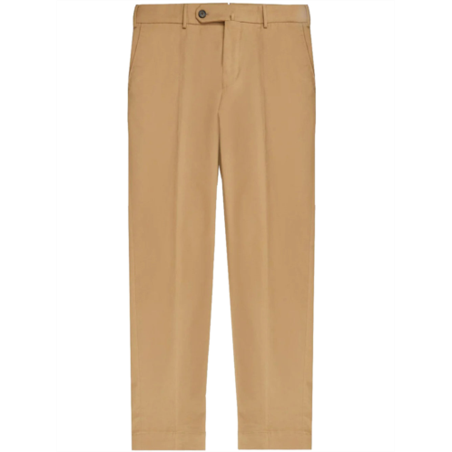 INCOTEX tan straight-leg casual cotton trousers