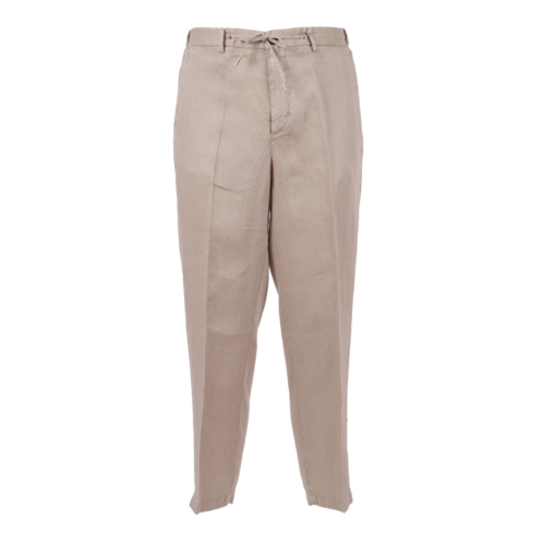 BRIGLIA linen tapered drawstring straight-leg pants