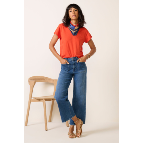 FRAME womens le slim palazzo crop harbor pocket jeans