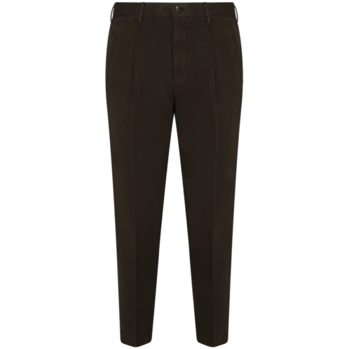 INCOTEX brown slim fit cropped pants