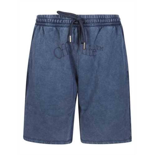 OFF-WHITE washed navy blue faded effect shorts