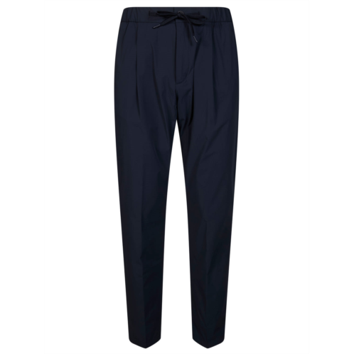 HERNO blue technical nylon front pleats trousers