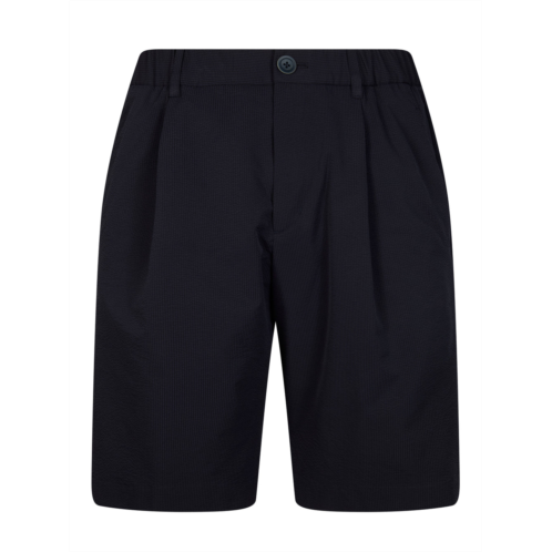 HERNO black technical coulisse textured pattern shorts