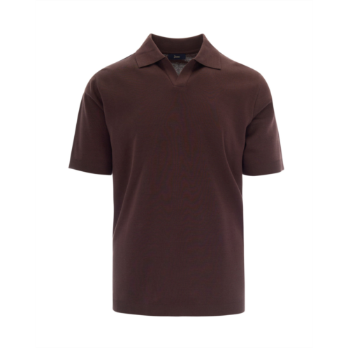HERNO double-layered piquet cotton polo shirt with ribbed detailing