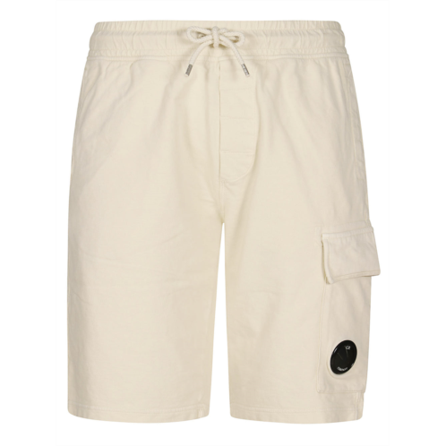 C.P. COMPANY minimalist beige bermuda cargo shorts with lens detail