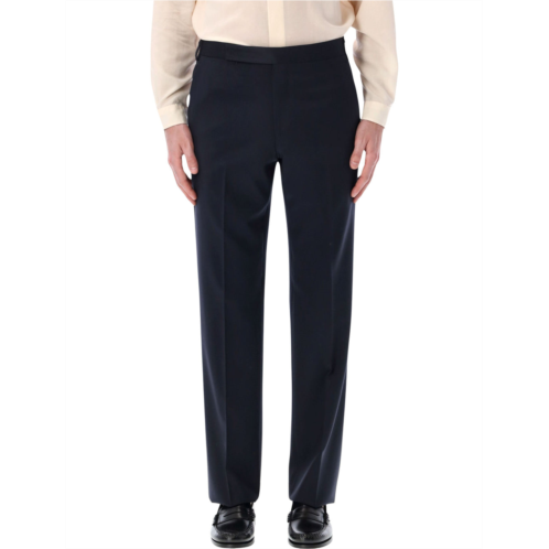 LARDINI crepe gabardine tailored blue trousers