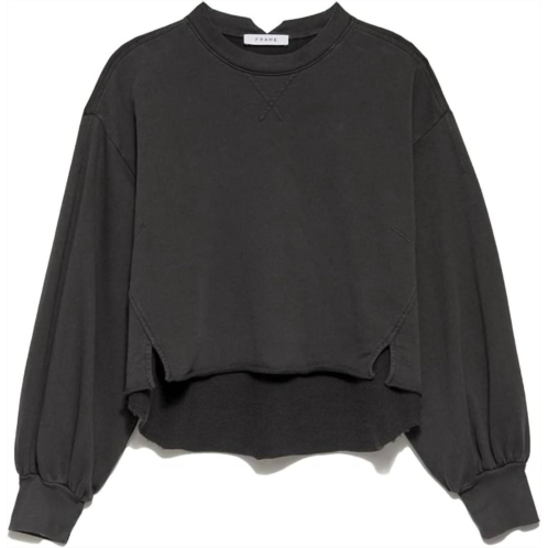 FRAME womens easy shirtail sweatshirt in faded noir