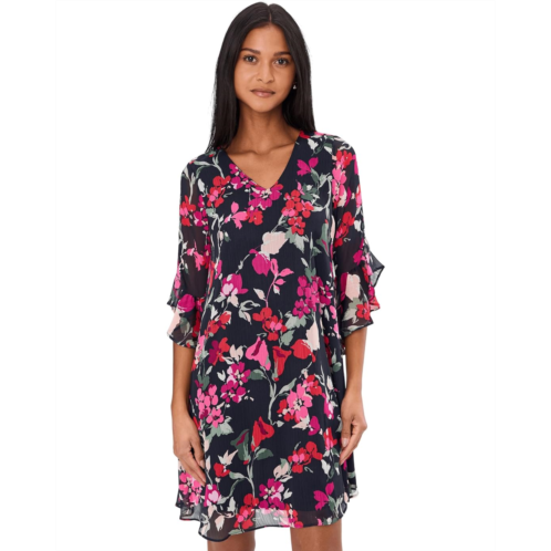 Calvin Klein 3/4 Sleeve Floral Shift Shift Dress