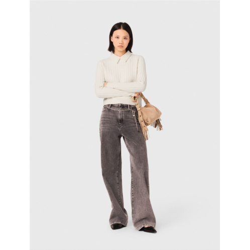 Maje pearl collar ribbed sweater
