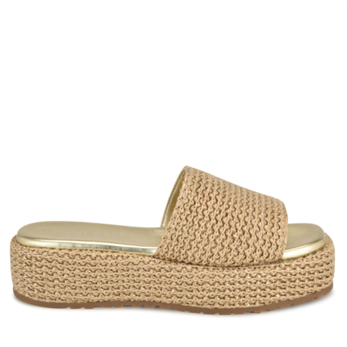 NINEWEST Womens Keziah Flatform Slide Sandals - Platino