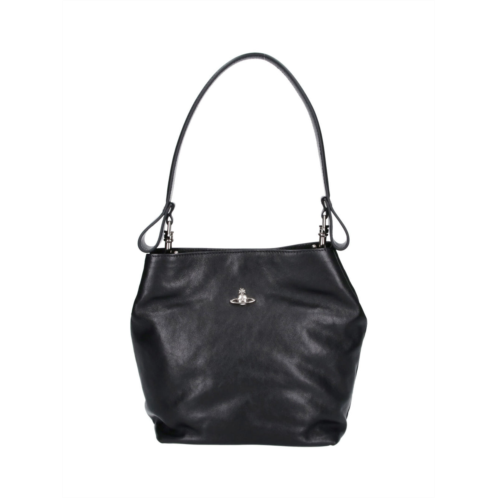 VIVIENNE WESTWOOD sophisticated black calf leather shoulder bag