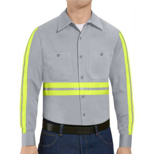 Red Kap Mens Enhanced Visibility Long Sleeve Work Shirt Gray/Yellow