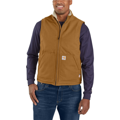 Carhartt Mens Flame Resistant Duck Sherpa Lined Vest Carhartt Brown
