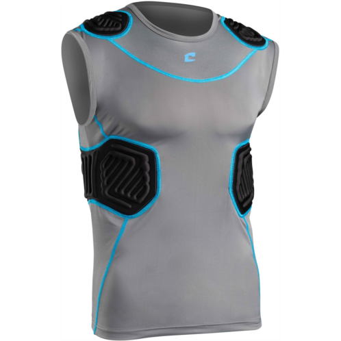 Champro Adults Bull Rush Football Padded Compression Shirt Charcoal / Blue