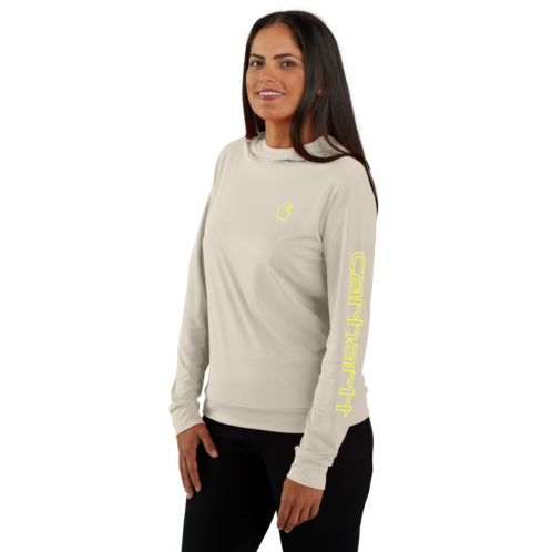 Carhartt Womens Force Sun Defender Lightweight Hooded Long Sleeve Graphic T-shirt Chalk