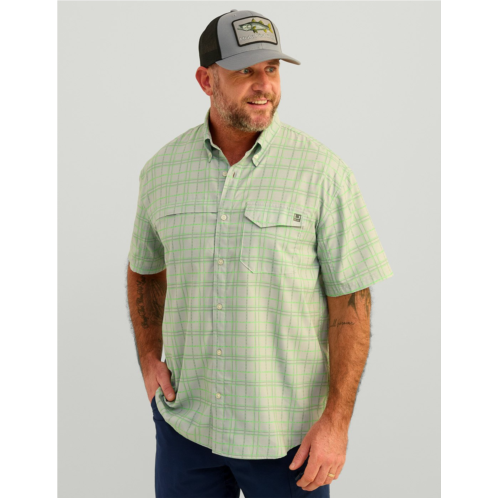 Huk Mens Tide Point Printed Short Sleeve Shirt Medium Blue