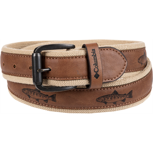 Columbia Sportswear Mens 38mm Fabric with Leather Fish Overlay Belt