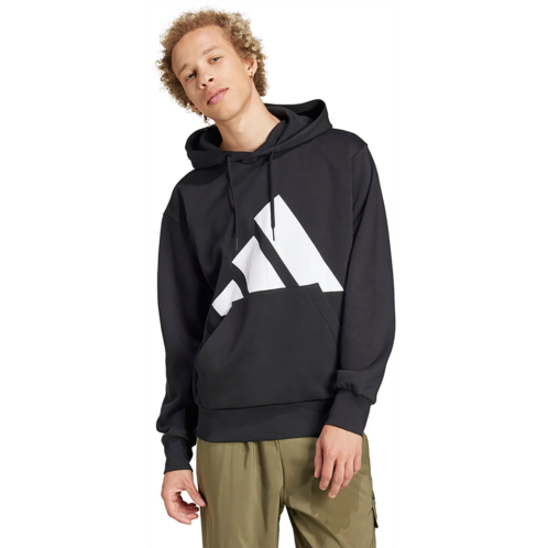 adidas Mens Essentials Big Logo Fleece Hoodie Black / White