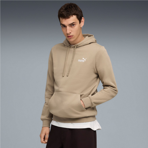 PUMA Mens Small Logo Fleece Hoodie Ice Coffee