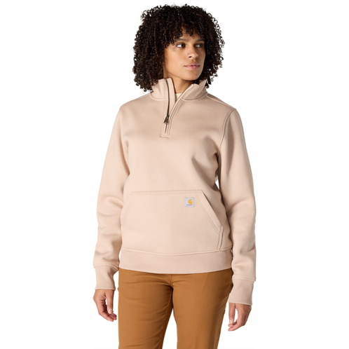 Carhartt Womens Mock Neck 1/4-Zip Sweatshirt Rose Tint Heather