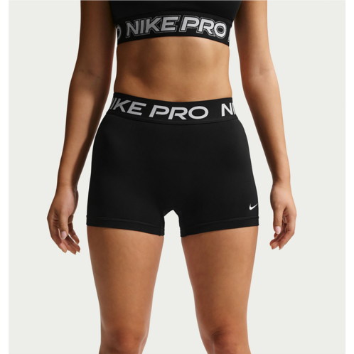 Nike Womens Nike Pro Dri-FIT Mid-Rise Biker Shorts 3 in. Black / White 01