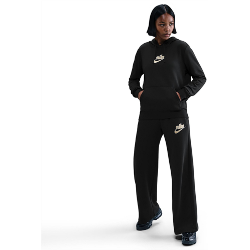 Nike Womens Nike Sportswear Club Fleece Graphic Pullover Hoodie Black
