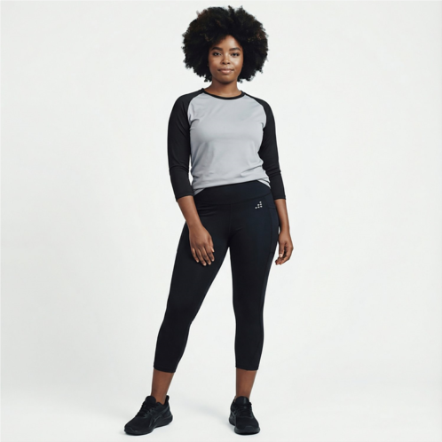 BCG Womens Contrast Cropped Leggings Black / Charcoal