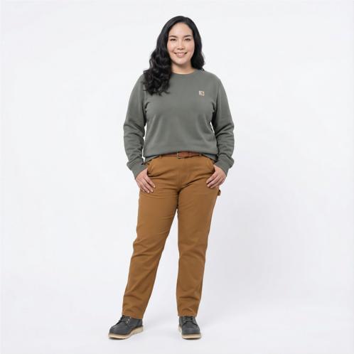 Carhartt Womens Relaxed Fit Midweight French Terry Crew Neck Sweatshirt Dusty Olive