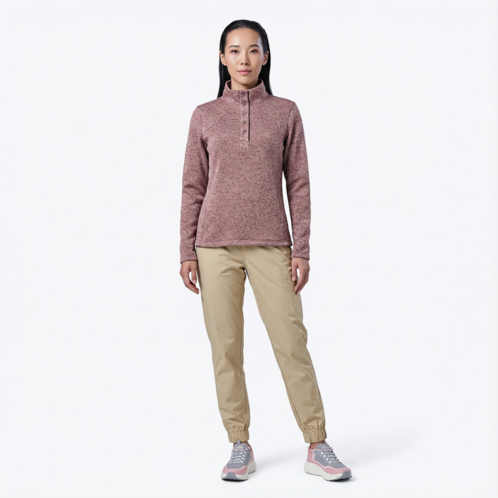 Magellan Outdoors Womens Campfire 1/4 Snap Sweater Fleece Black